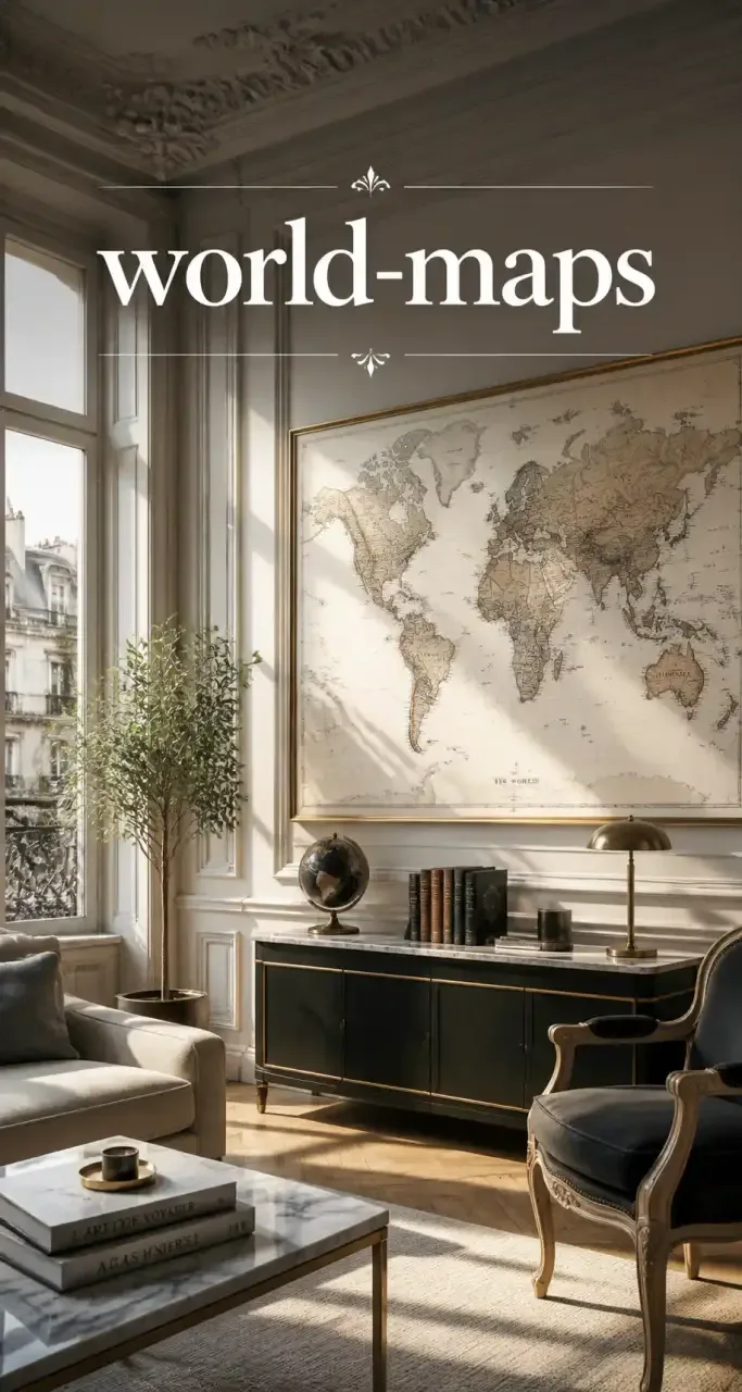 Décoration intérieure autour de la carte du monde — bannière World Maps
