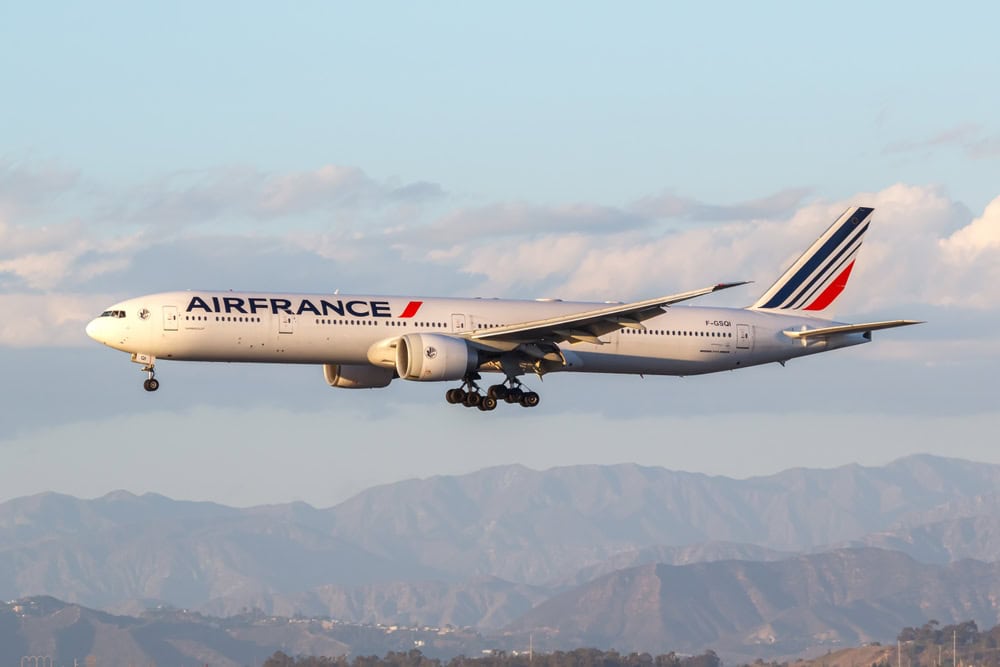 Air France aircraft in flight, representing Air France pet policies and pet travel requirements in 2026.