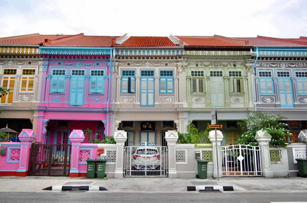 Houses in Singapore with Different Colors.