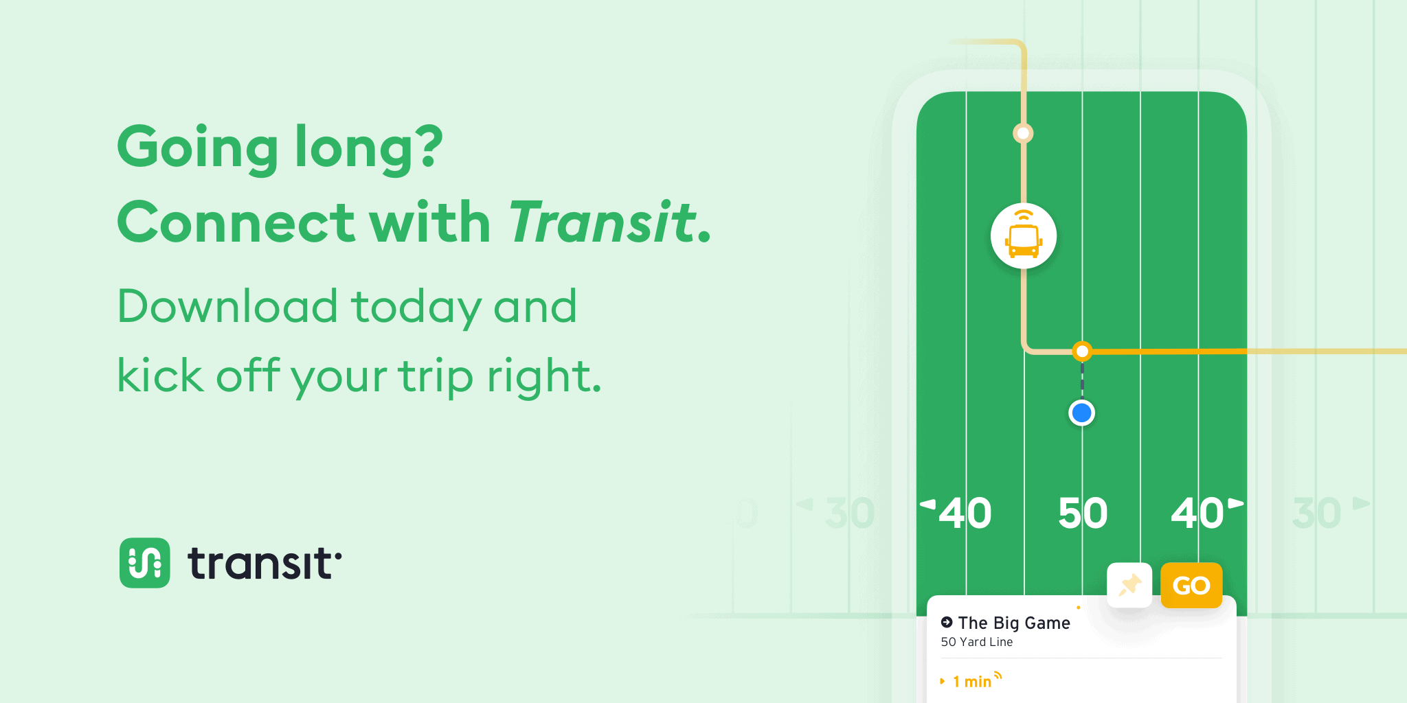 Transit app interface showing trip options and map for travel planning.