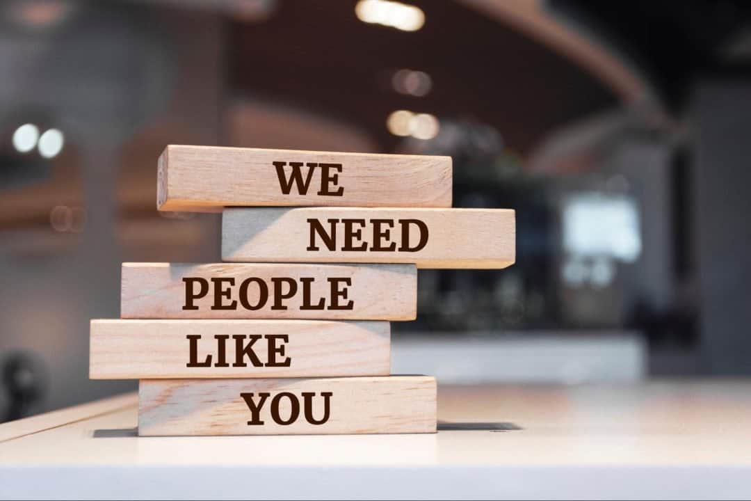 Toy building blocks that say, "We need people like you."