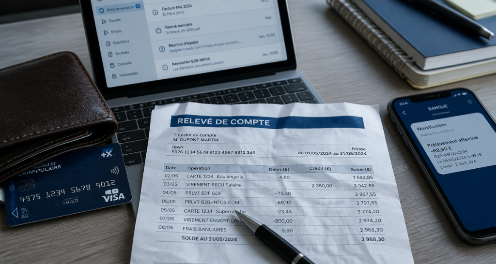 b2b infos relevé bancaire stylo