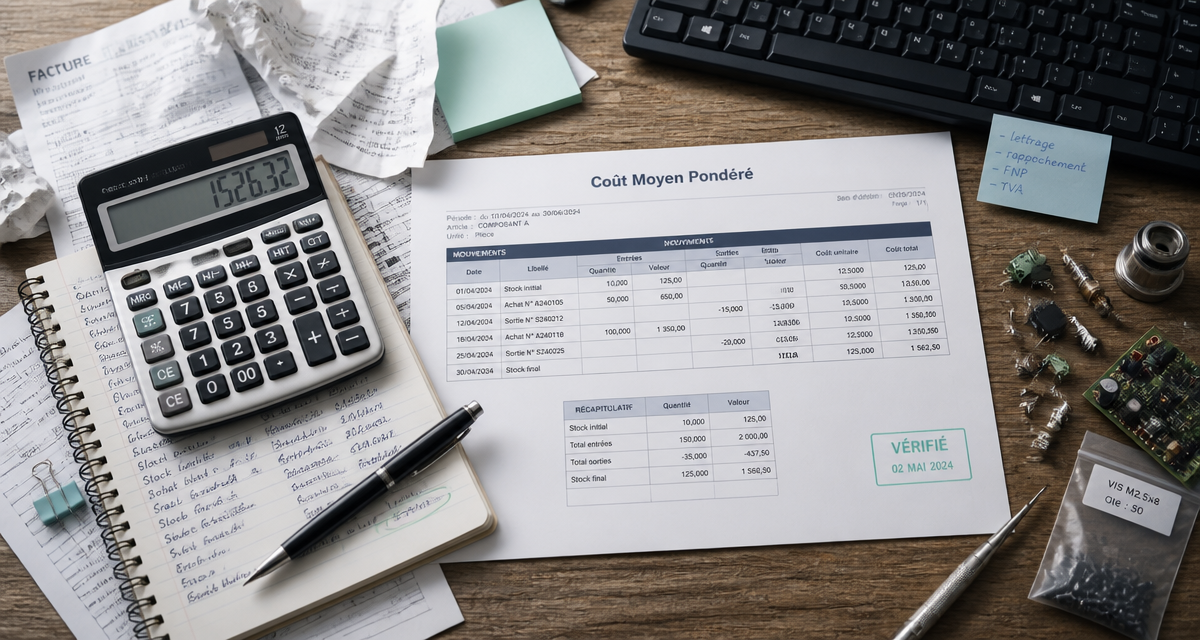 calcul cout moyen pondéré sur bureau comptable