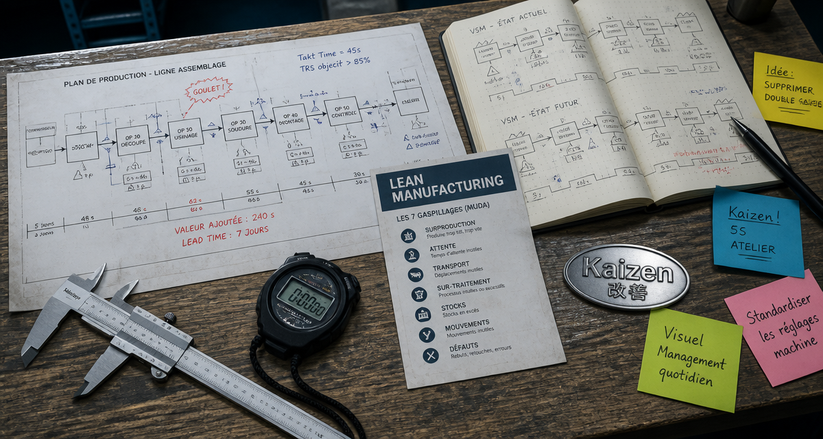 Management lean manufacturing bureau industriel outils
