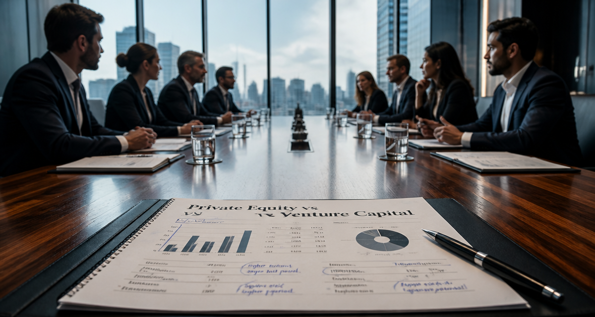 Private equity vs venture capital en salle de réunion