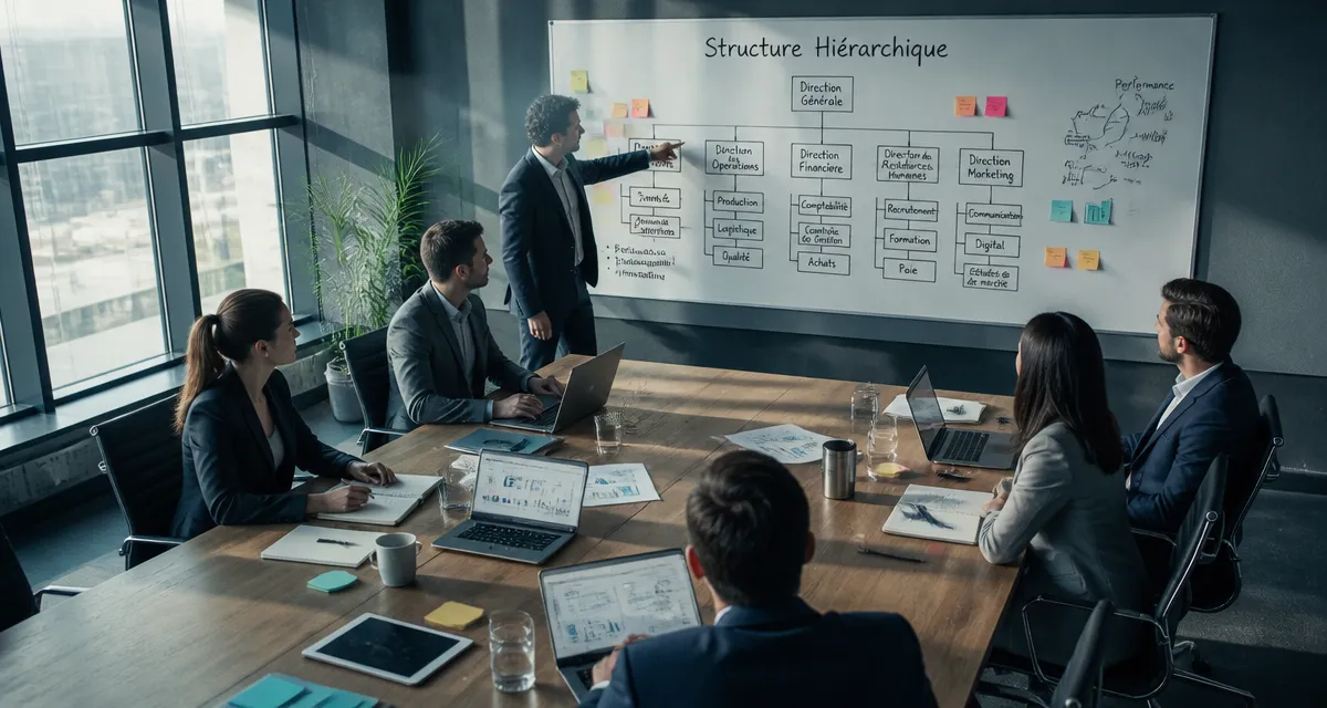 hiérarchie dans une entreprise réunion autour d'un organigramme