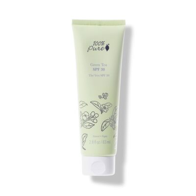 100% Pure Green Tea SPF30 Sunscreen - natural, non greasy formula physical sunscreen