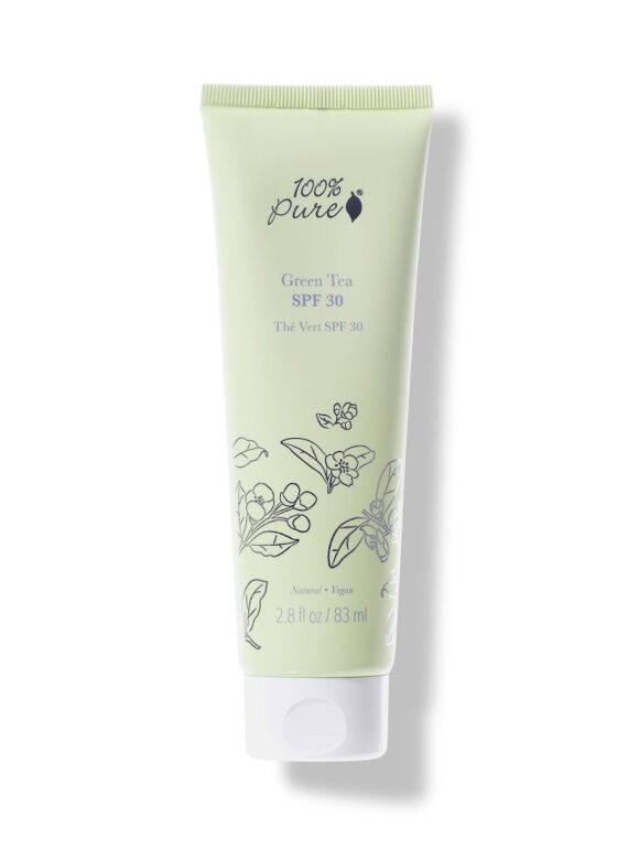 100% Pure Green Tea SPF30 Sunscreen - natural, non greasy formula physical sunscreen
