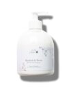 Silky white bottle of 100% Pure Burdock & Neem Healthy Scalp Conditioner with pump dispenser, featuring minimalist floral label design.