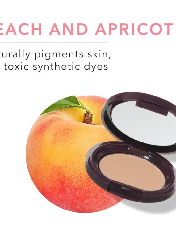 Vegan peach and apricot tinted face powder with natural pigments from Singapore, free of synthetic dyes, promoting healthy, radiant skin. Perfect for eco-conscious beauty enthusiasts in Singapore.