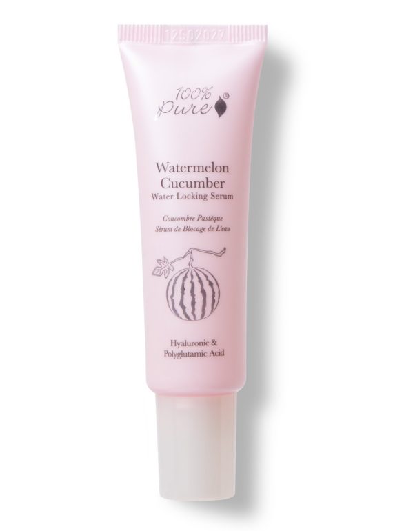 Moisturizing Watermelon Cucumber Water Locking Serum with Hyaluronic & Polygutamic Acid, perfect for hydration and skin revitalization from 100% Pure Singapore.