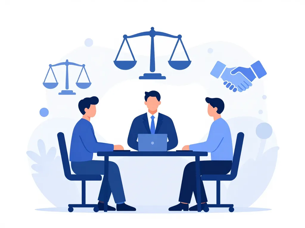 devenir conciliateur de justice médiation litiges illustration éditoriale