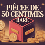 piece de 50 centimes rare illustration porte monnaie halo doré