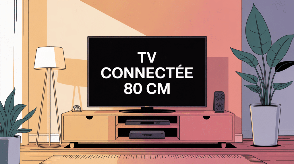 tv connectée 80 cm sur meuble élégant pièce lumineuse