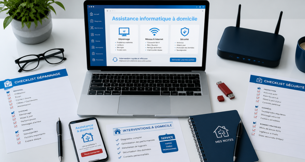 Bureau moderne assistance informatique domicile