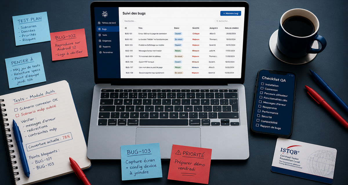 bureau testeur logiciel checklist QA
