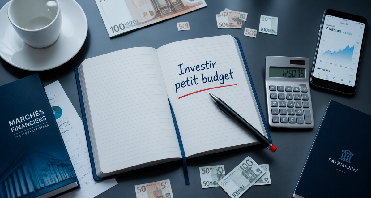 Investir en bourse petit budget carnet calculatrice smartphone