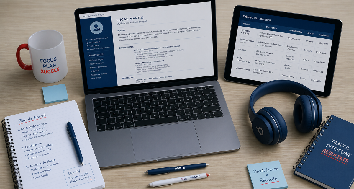 Bureau moderne pour job étudiant en ligne