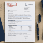Lettre commercial exemple sur bureau, flat-lay