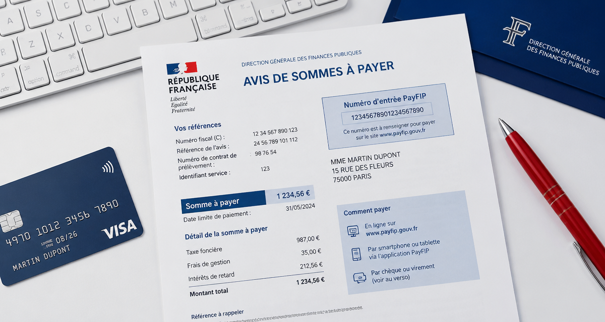 numéro d entrée payfip sur document