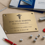 plaque profession libérale laiton et échantillons matériaux