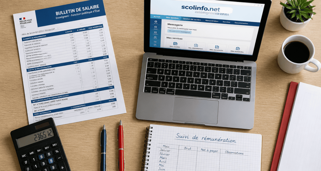 scolinfo.net enseignants fiche de paie sur bureau