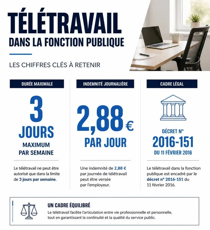 Infographie sur les règles et indemnités du télétravail dans la fonction publique