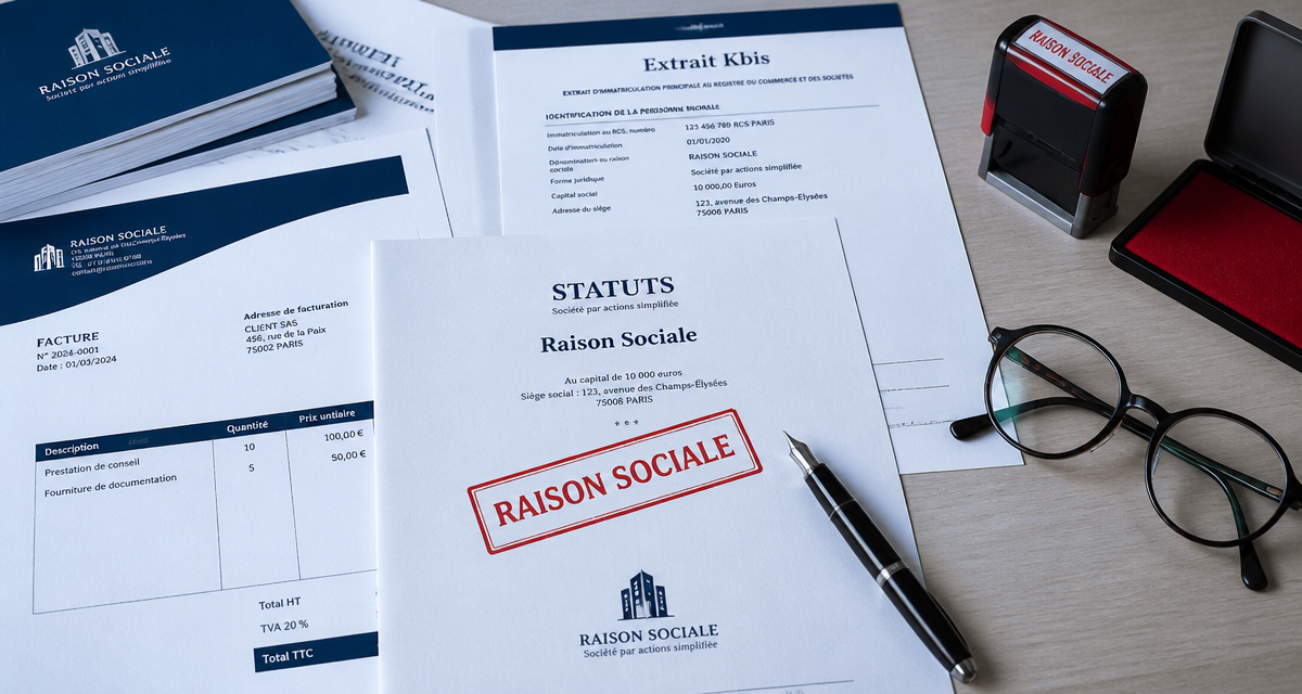 exemple raison sociale sur documents officiels