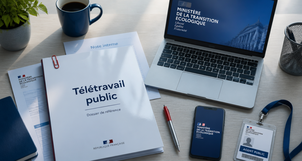 fonction publique télétravail bureau et documents officiels