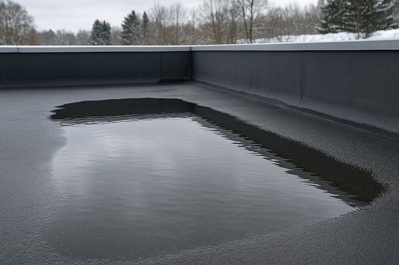 Ponding Water Requiring Flat Roof Repair in Colorado Springs