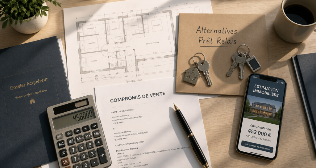 autre solution que le prêt relais, documents et clés sur bureau