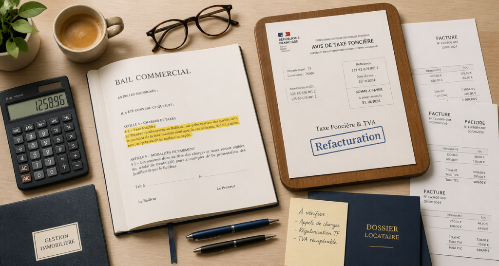 refacturation taxe foncière et tva sur bureau de gestion immobilière