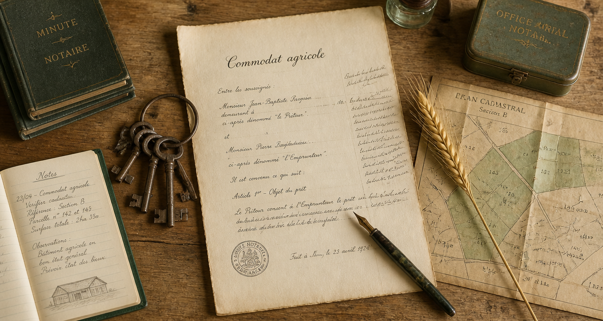 Commodat agricole contrat clés et carte cadastrale