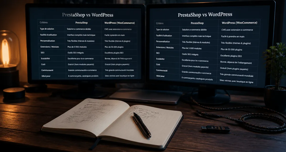 Comparaison prestashop et wordpress pour boutique en ligne