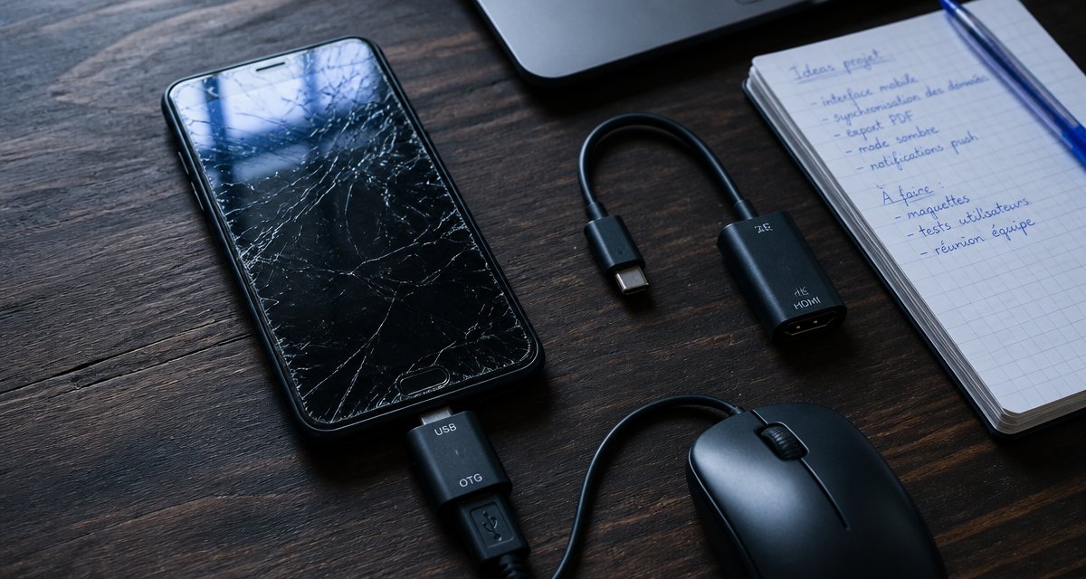 recuperer donnees telephone ecran cassé avec accessoires