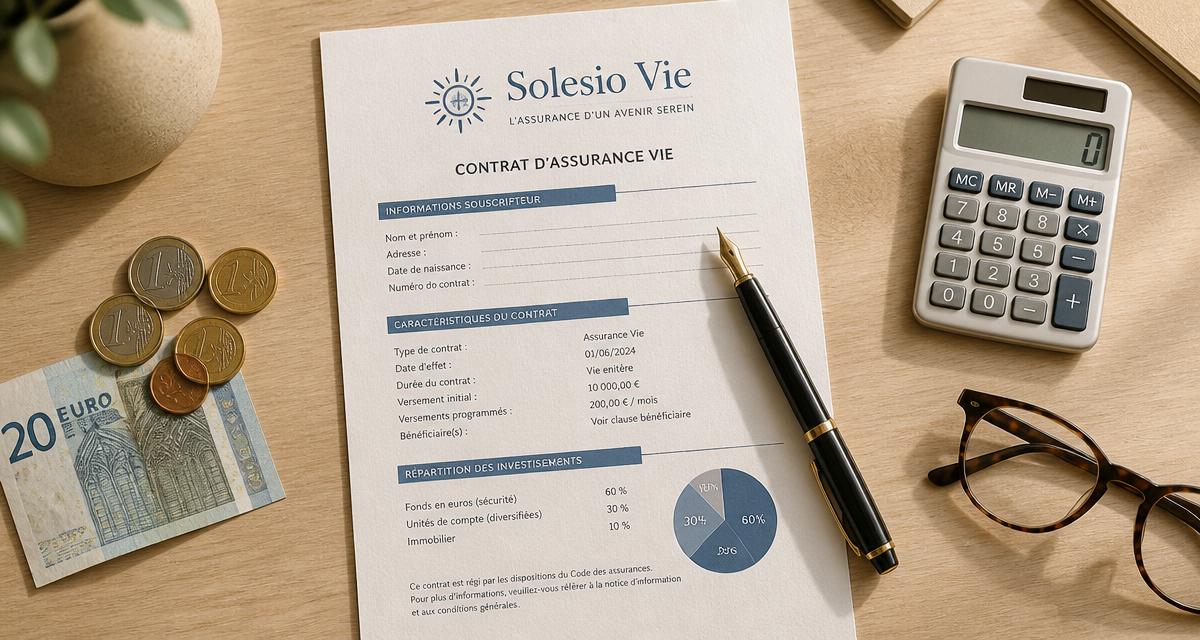 solesio vie contrat assurance vie flat lay