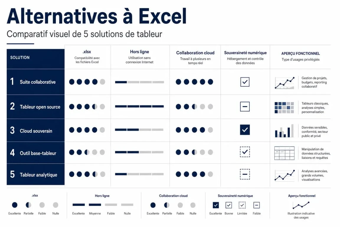 Excel alternative : infographie comparative des meilleures alternatives à Excel