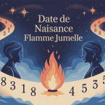 illustration flamme jumelle date de naissance chiffres et connexion
