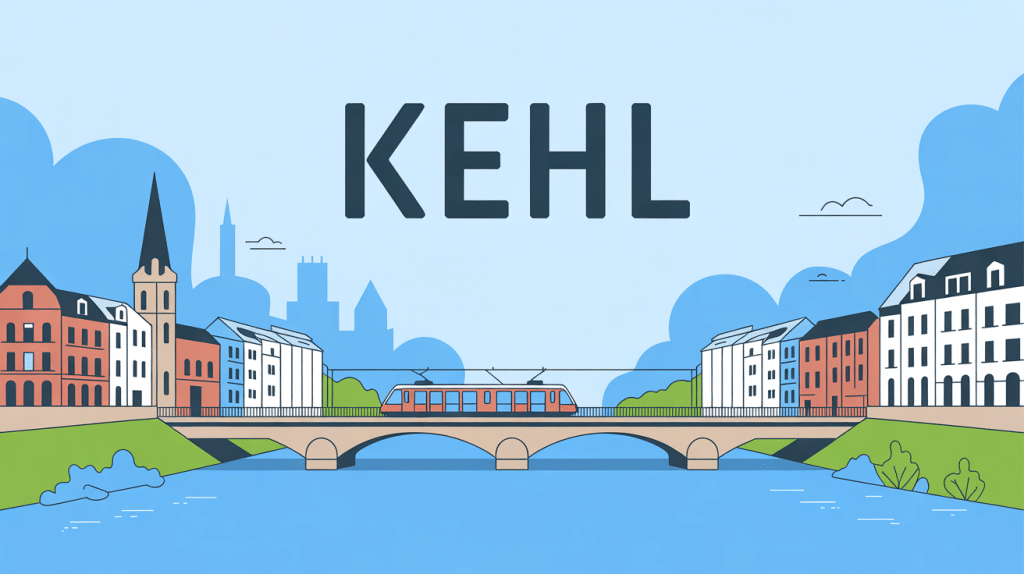 Panorama allemagne kehl avec fleuve et pont