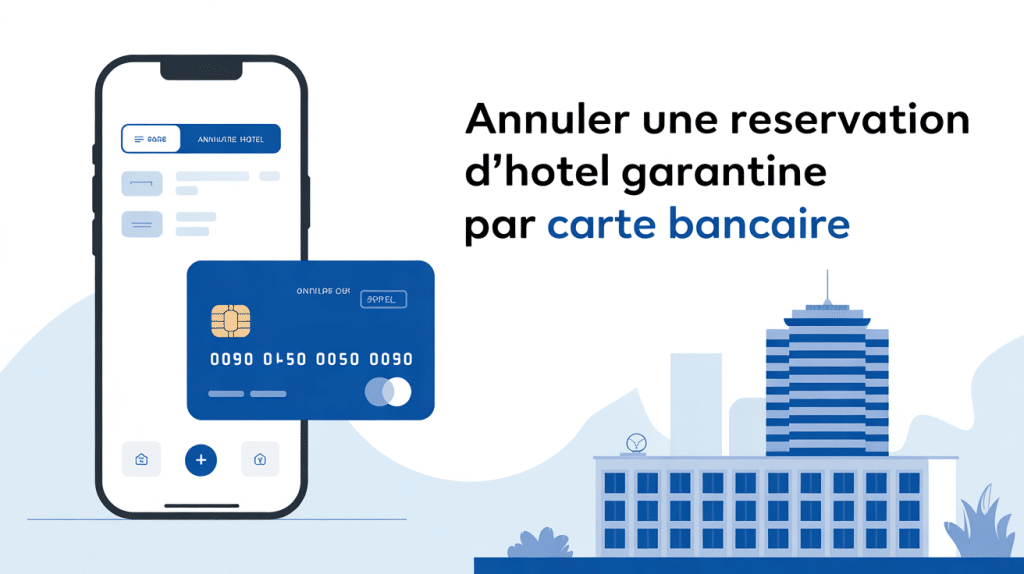 illustration annulation réservation hôtel carte bancaire smartphone