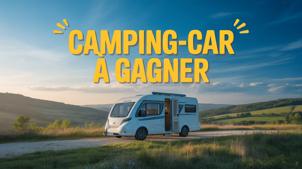 Camping car à gagner dans paysage champêtre français