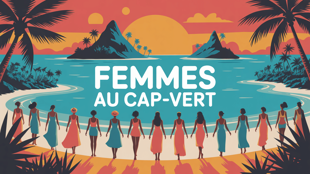 cap vert femme silhouettes plage coucher soleil