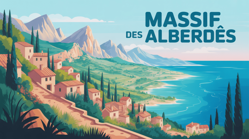 vue panoramique massif des albères entre mer et montagne