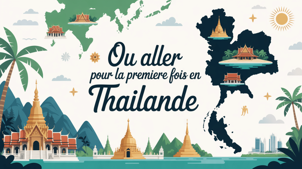 Carte illustrée où aller pour la première fois en Thaïlande
