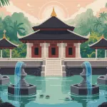 Temple tirta empul vue artistique avec bassins et jardins