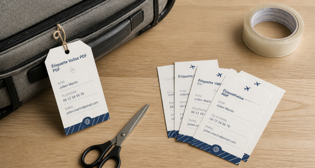 étiquette valise à imprimer PDF sur valise