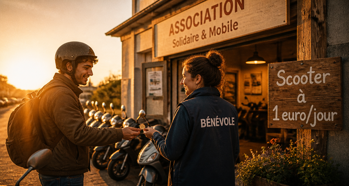location scooter 1 euro par jour devant local associatif