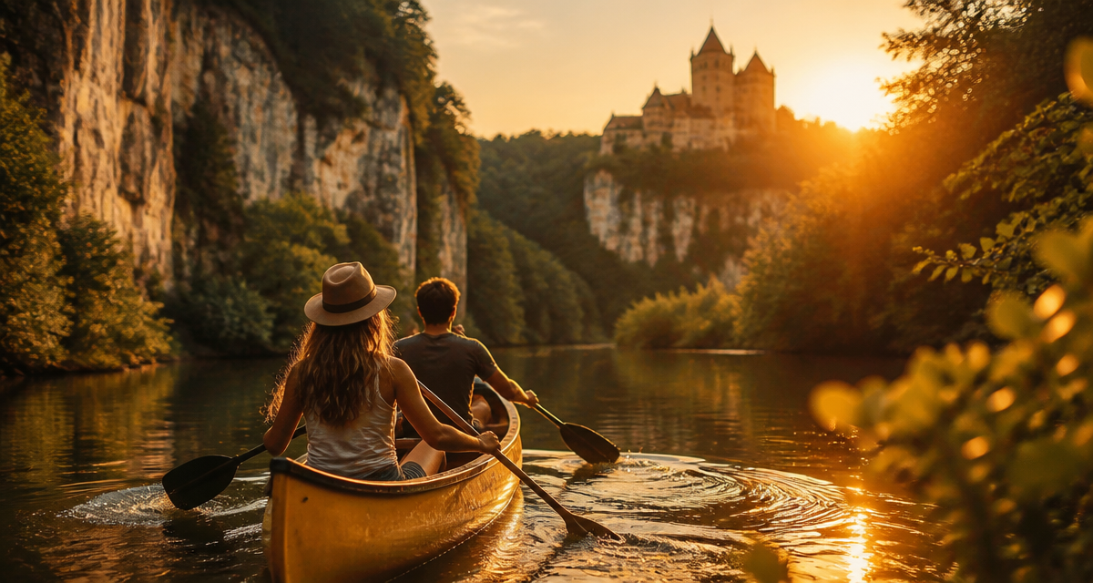 ou faire du canoe sur riviere sauvage avec chateau