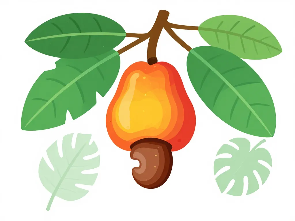 diagramme fruit de noix de cajou pomme et noix sur arbre