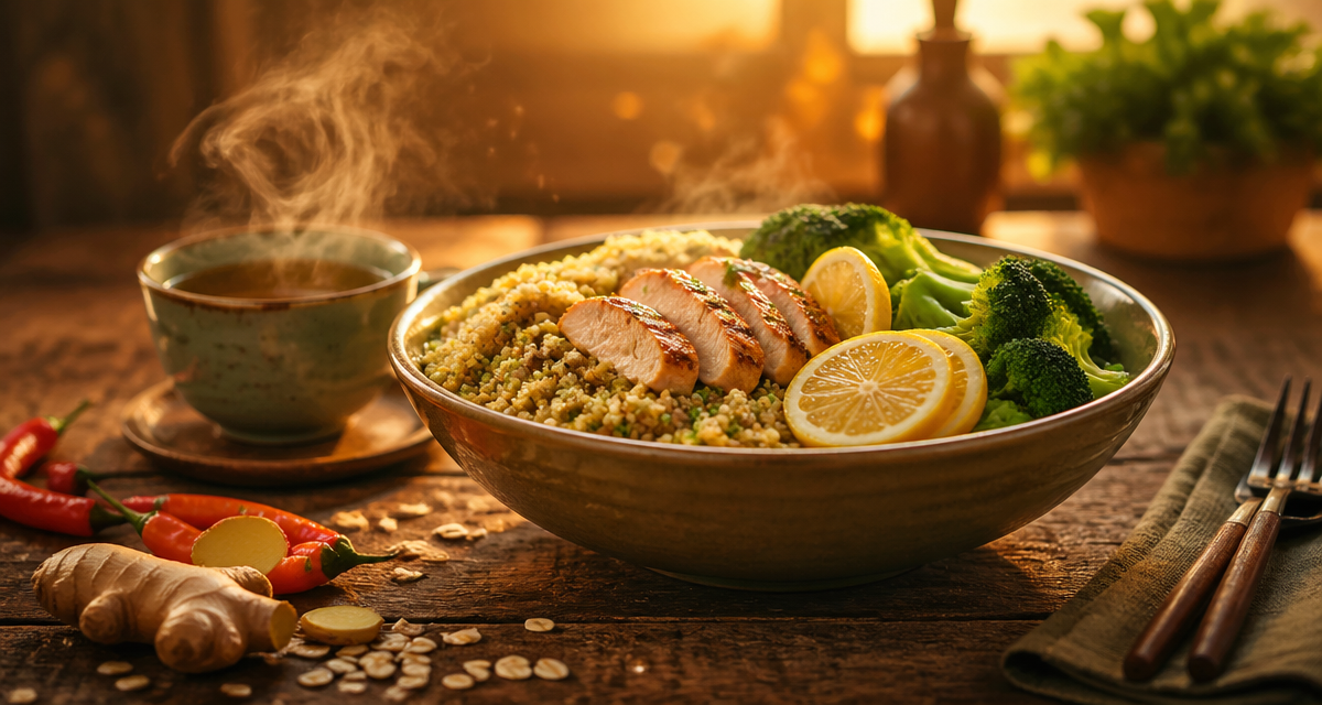 aliments brûle graisse bowl quinoa poulet